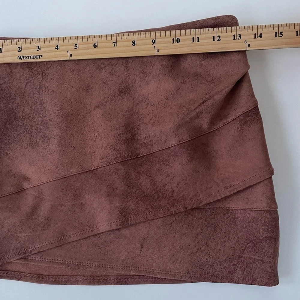 Free People Brown Faux Leather Suede Wrap Mini Skirt Size 0, New with Tags! NWT
